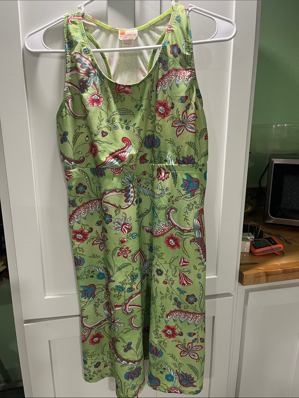 Lime green floral dress made by spunk wear made in the USA size medium
